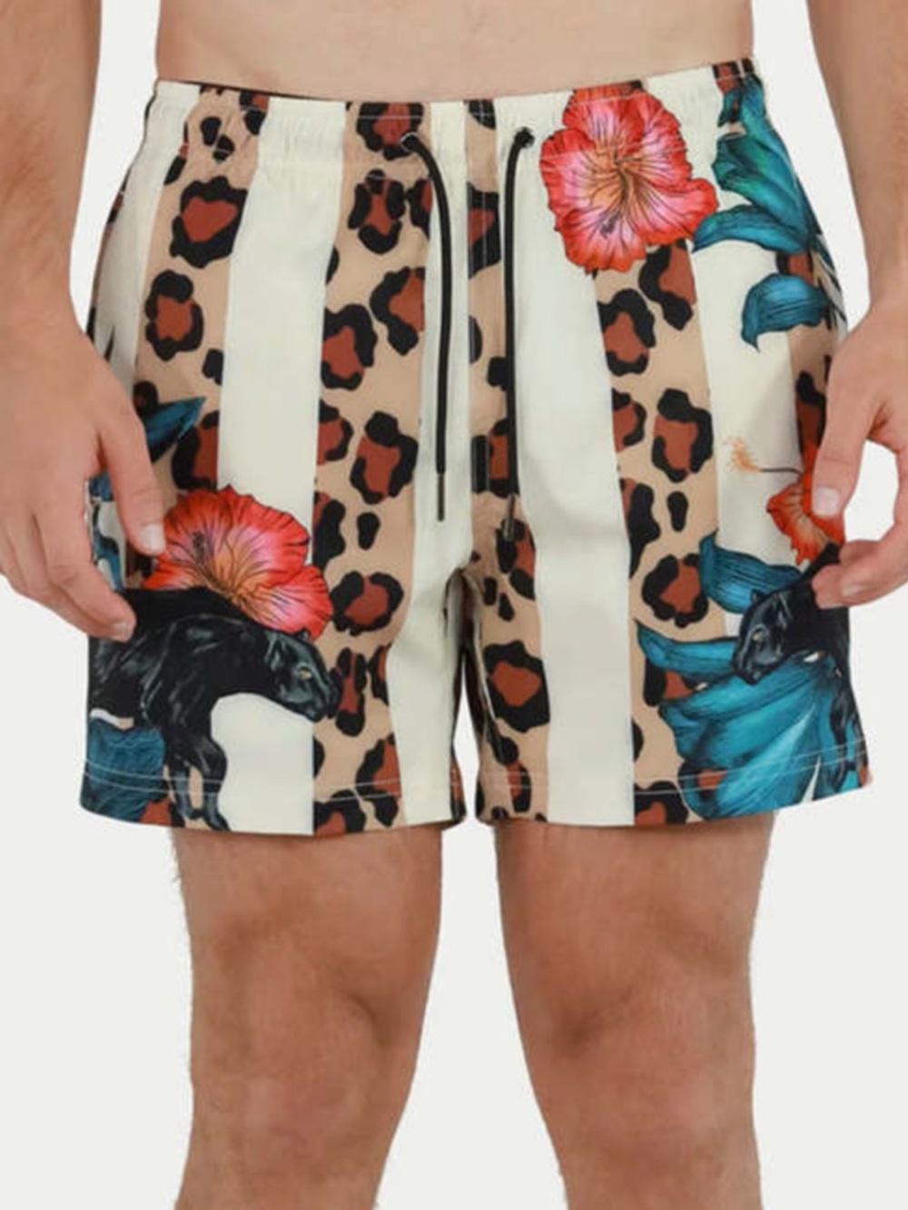Mavrans Leo Pantera Multi Floral & Leopard Swim Shorts